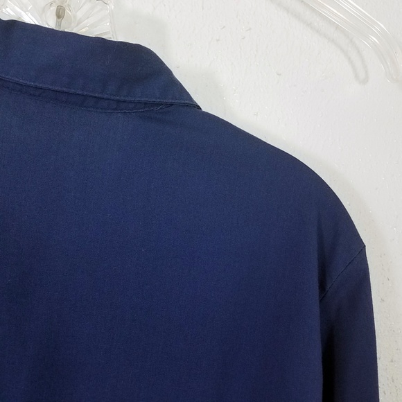 Plus Size Dark Blue Button Down Women's Shirt - Picture 7 of 8